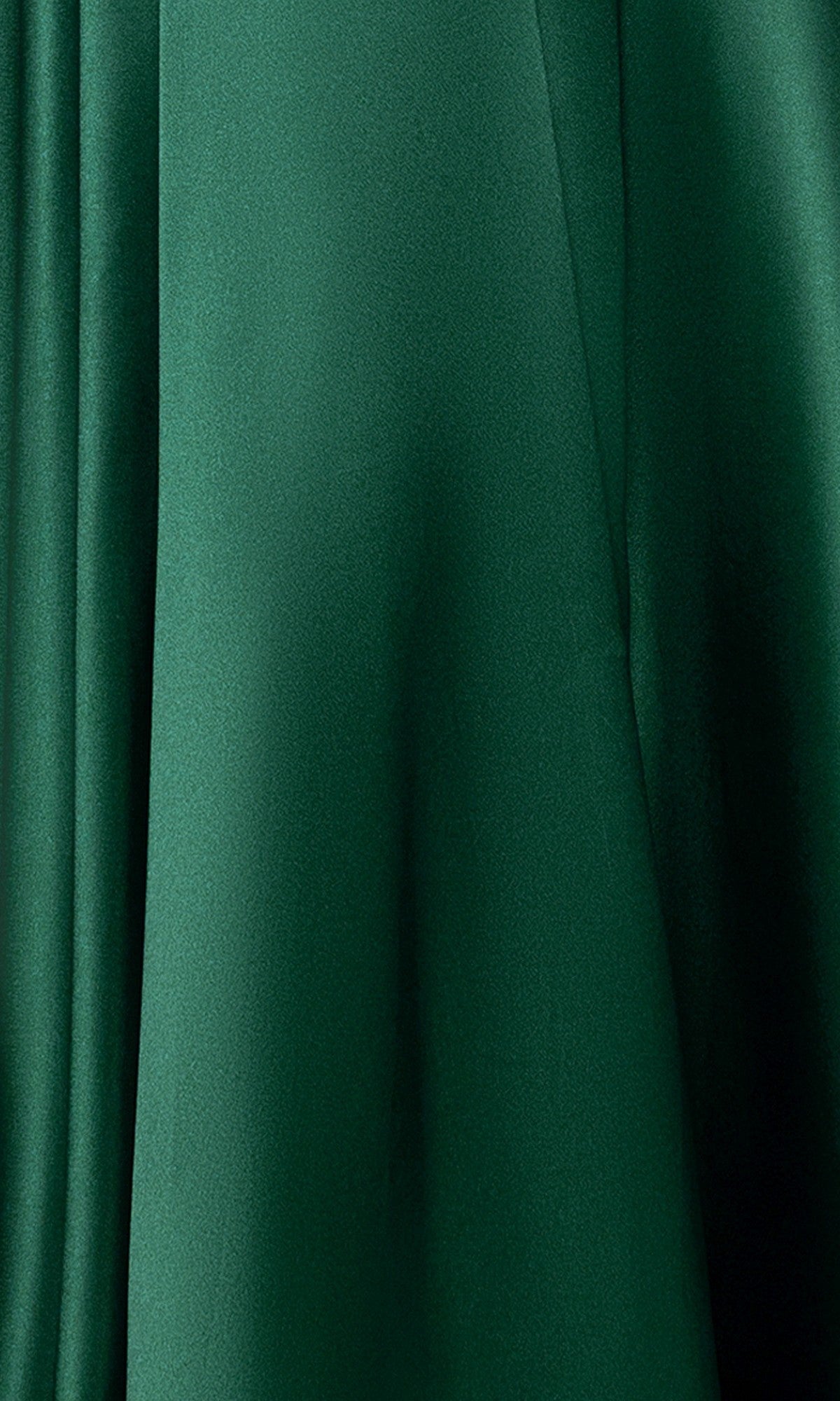 Close-up of green fabric with smooth texture and gentle folds, inspired by the Blondie Nites 6088BN long prom dress featuring an a-line satin skirt, sequin embellished bodice, and sweetheart neckline.
